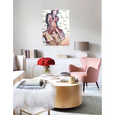 Naked girls enjoy each other, original painting, oil painting and acrylic on canvas, erotic painting, artist Marina Stognieva